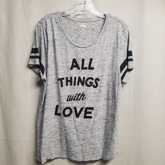 Old Navy Tops - Old Navy Heather Gray Tee with Black Accents